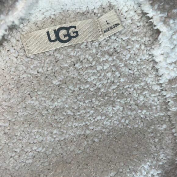 UGG Cardigan Open Front Sweater Women's Large Fleece Winter Cozycore White - Picture 7 of 7